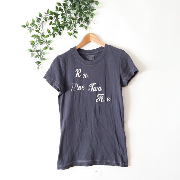 Ruehl Women's Dark Gray Short Sleeve Crew Neck Shirt M Medium - Picture 1 of 4